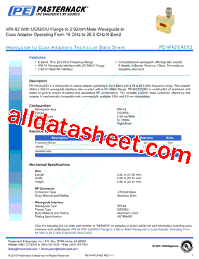 PE-W42CA002 Datasheet PDF - Pasternack Enterprises, Inc.