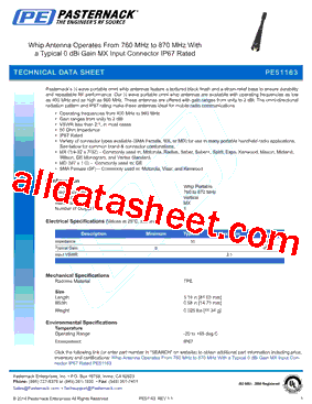 PE51163 Datasheet PDF - Pasternack Enterprises, Inc.