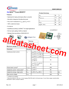 BSN012N03LSI Datasheet PDF - Infineon Technologies AG