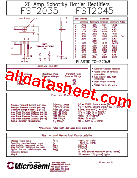 FST2045 Datasheet PDF - Microsemi Corporation