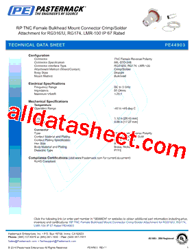 PE44903 Datasheet PDF - Pasternack Enterprises, Inc.