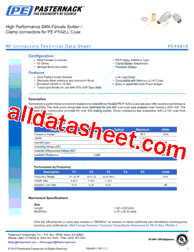 PE44814 Datasheet PDF - Pasternack Enterprises, Inc.