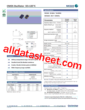 MCSO2HW/TB Datasheet PDF - Golledge Electronics Ltd