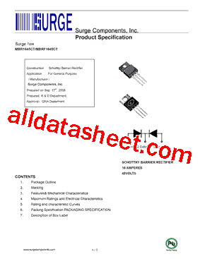 MBR1645CT Datasheet PDF - Surge Components