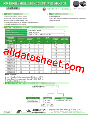 ASPI-0840-R90 Datasheet PDF - Abracon Corporation