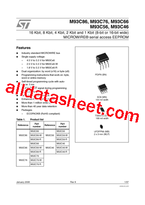 M93C56-R Datasheet PDF - STMicroelectronics