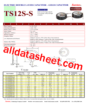 TS12S-S Datasheet PDF - Suntan Capacitors