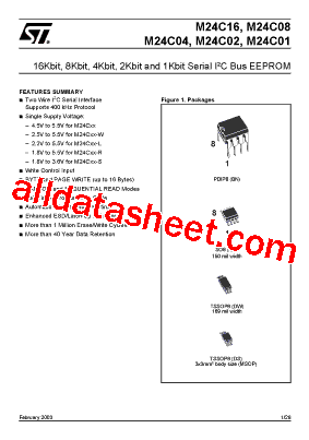 M24C01-RMB3T Datasheet PDF - STMicroelectronics
