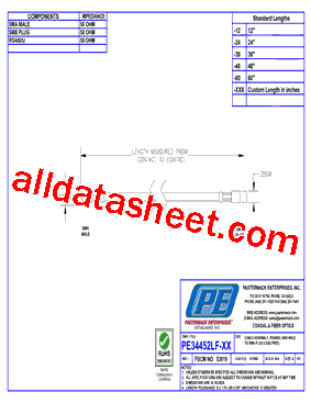 PE34452LF Datasheet PDF - Pasternack Enterprises, Inc.