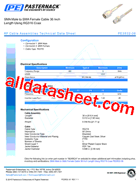 PE3832-36 Datasheet PDF - Pasternack Enterprises, Inc.