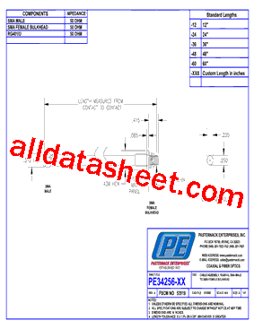 PE34256 Datasheet PDF - Pasternack Enterprises, Inc.